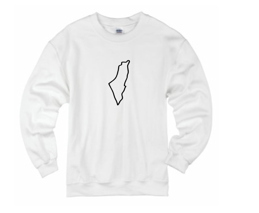 Palestine Map Outline Embroidered Hoodie/Crewneck